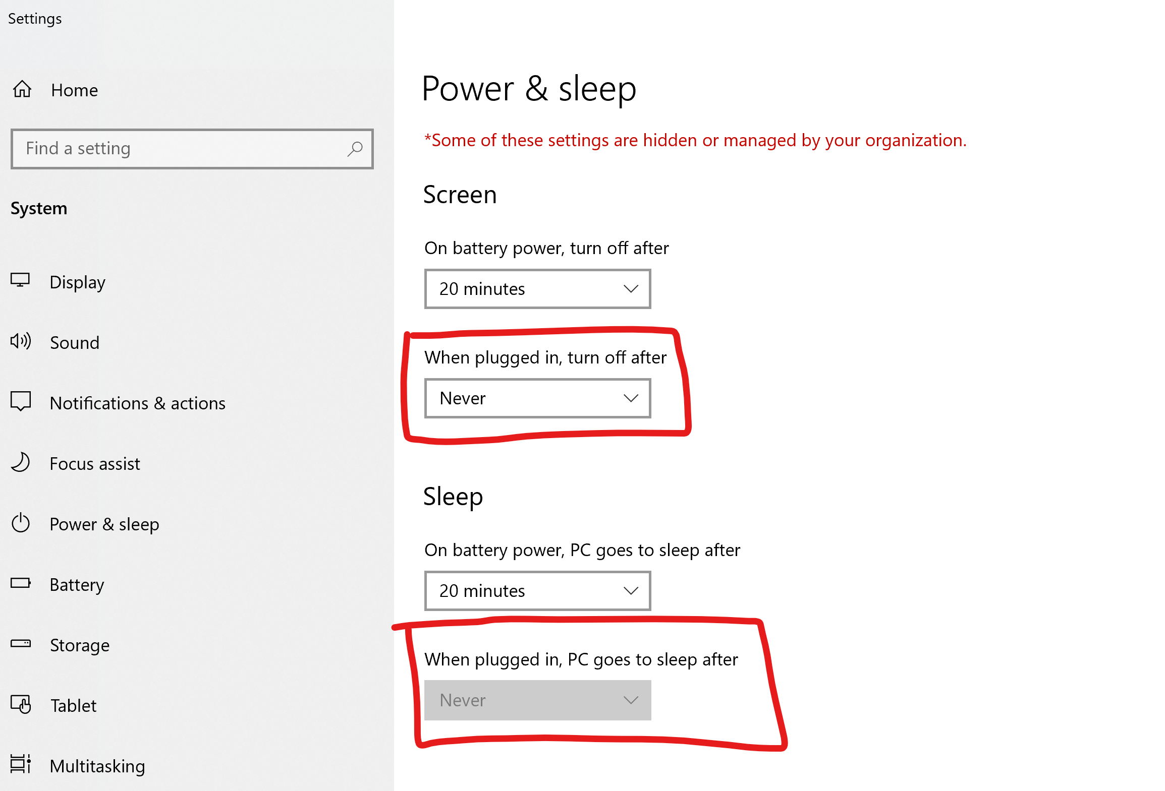 hp laptop sleep mode settings